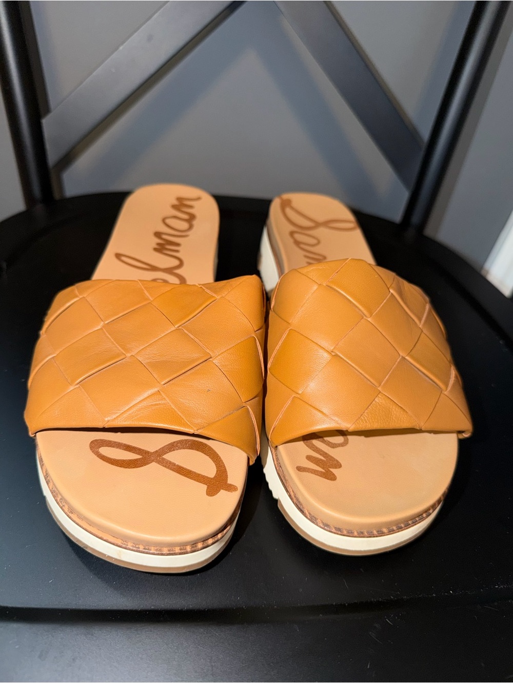 Sam Edelman Tan Woven Slide Sandals